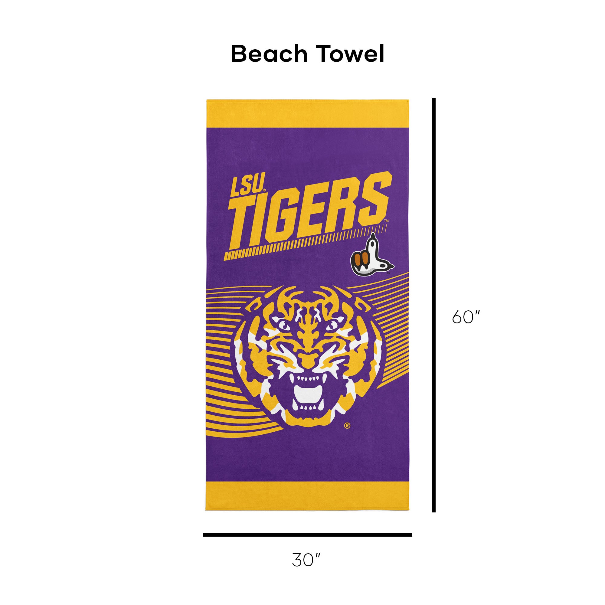 NCAA Officially Licensed LSU Tigers 30" x 60" Beach Towel