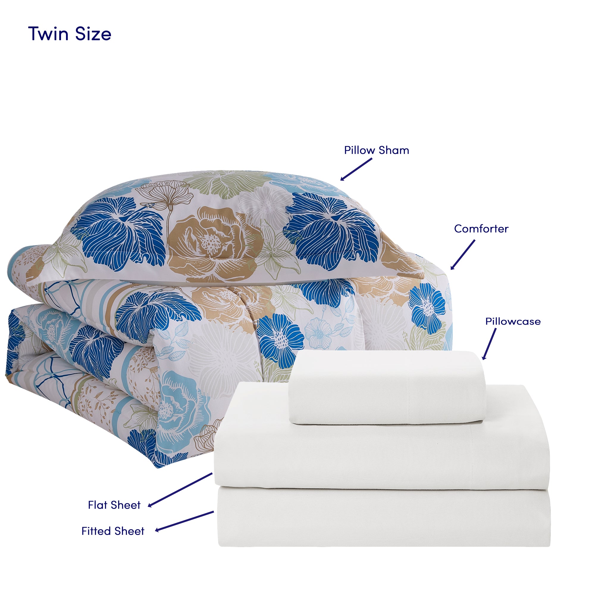 Floral Stripes Printed Bed In a Bag Set