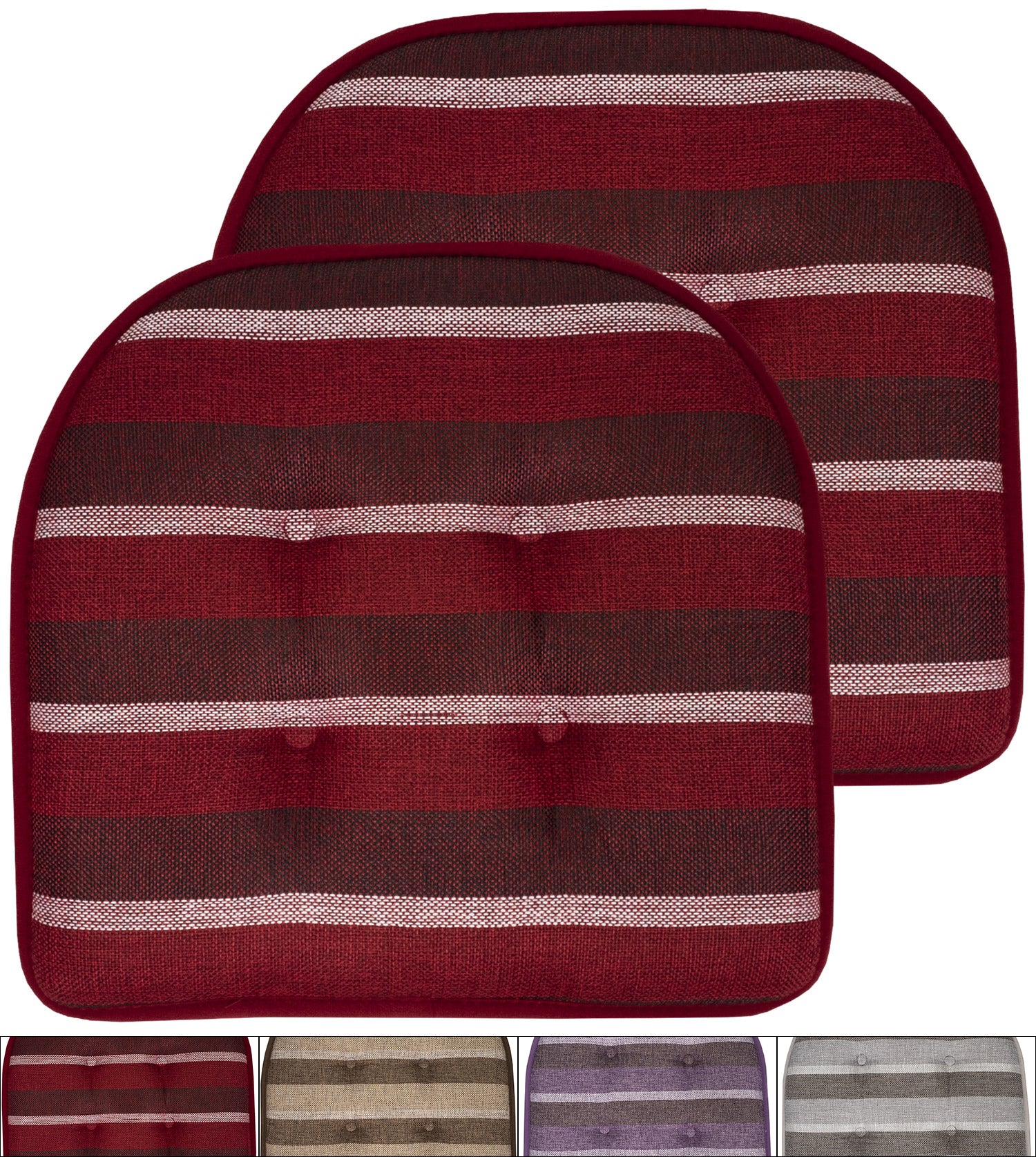 Bradford Striped U Shaped Memory Foam 17" x 16" Chair Cushions