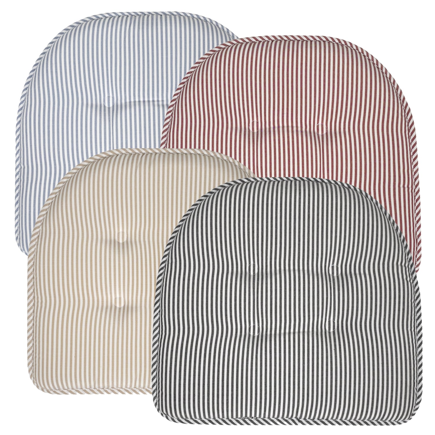 Pinstripe U Shaped Memory Foam 17" x 16" Chair Cushions