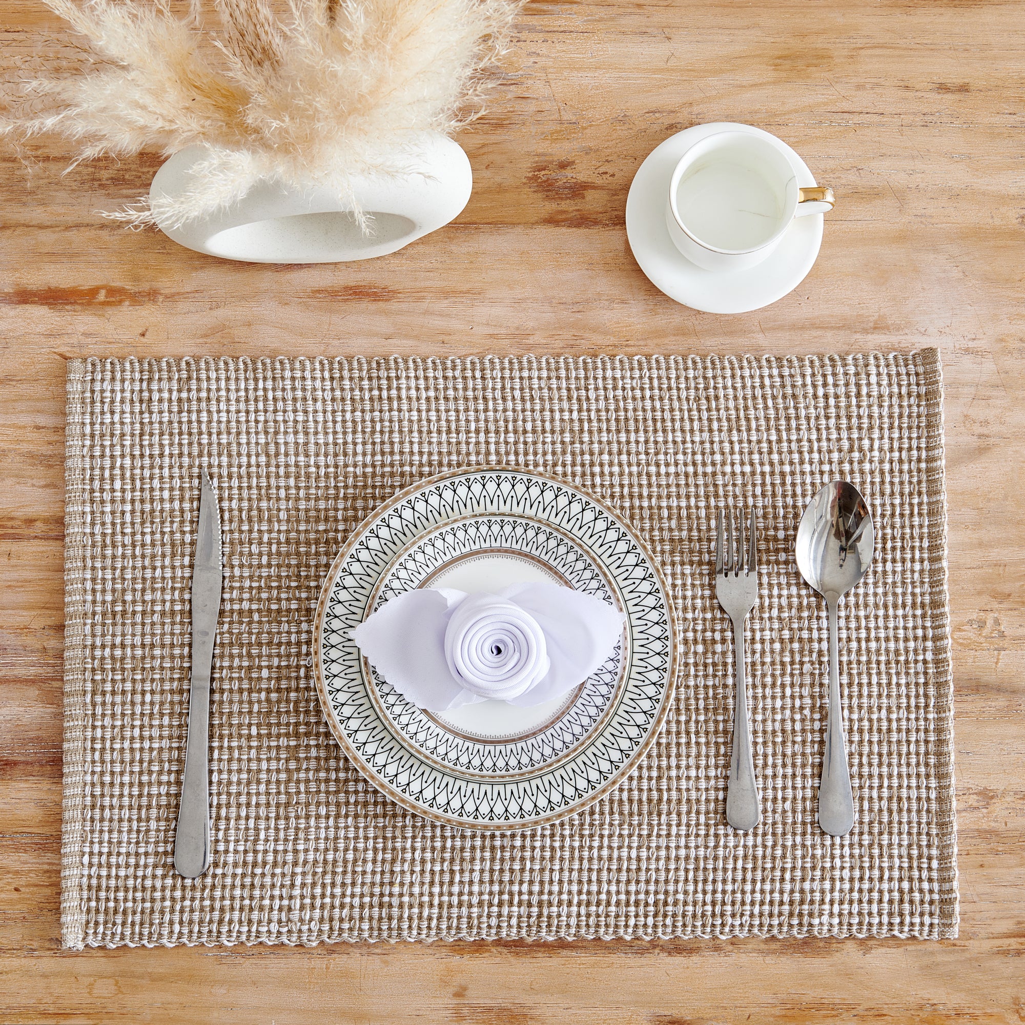 100% Cotton Woven Rectangle Two-Tone Placemats