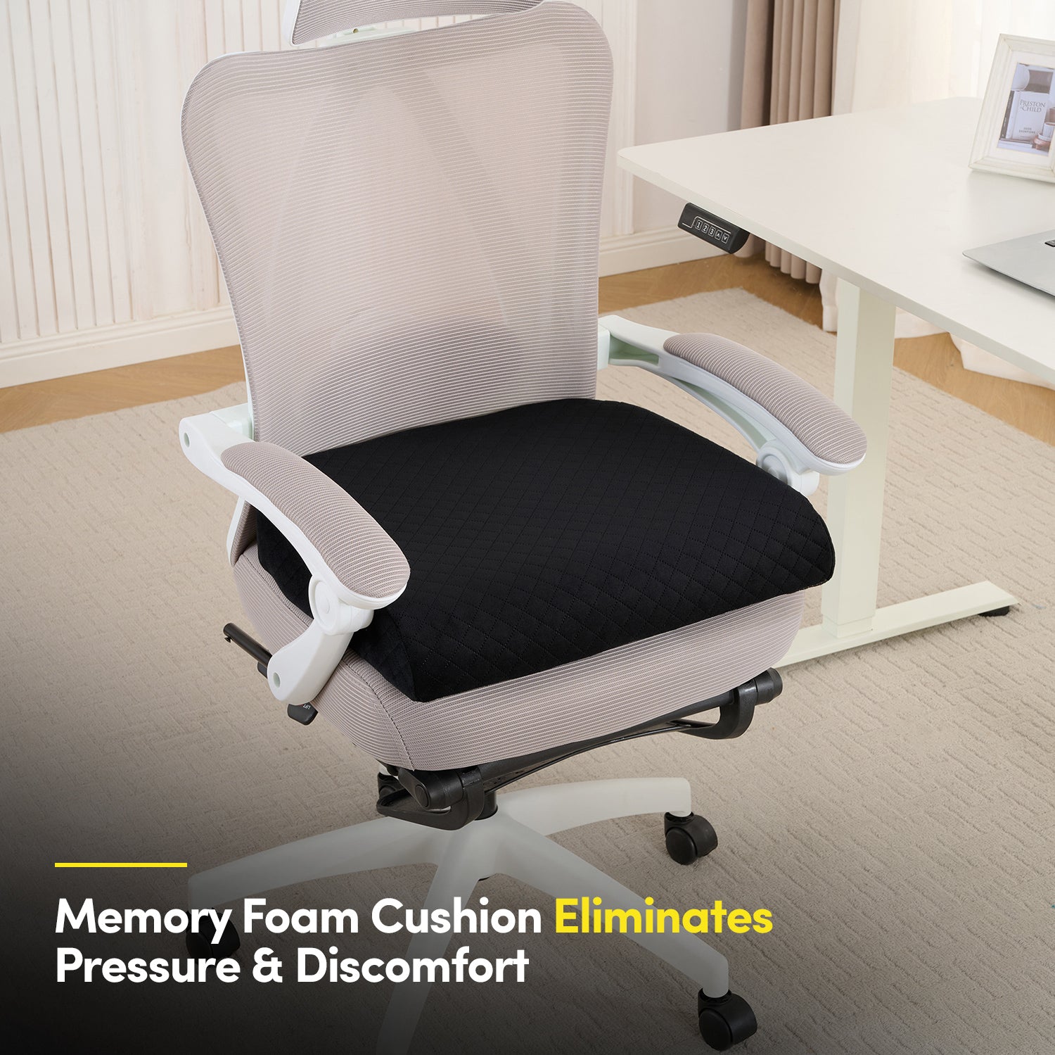 Extra Large U-Shaped Memory Foam Chair Cushion - Black