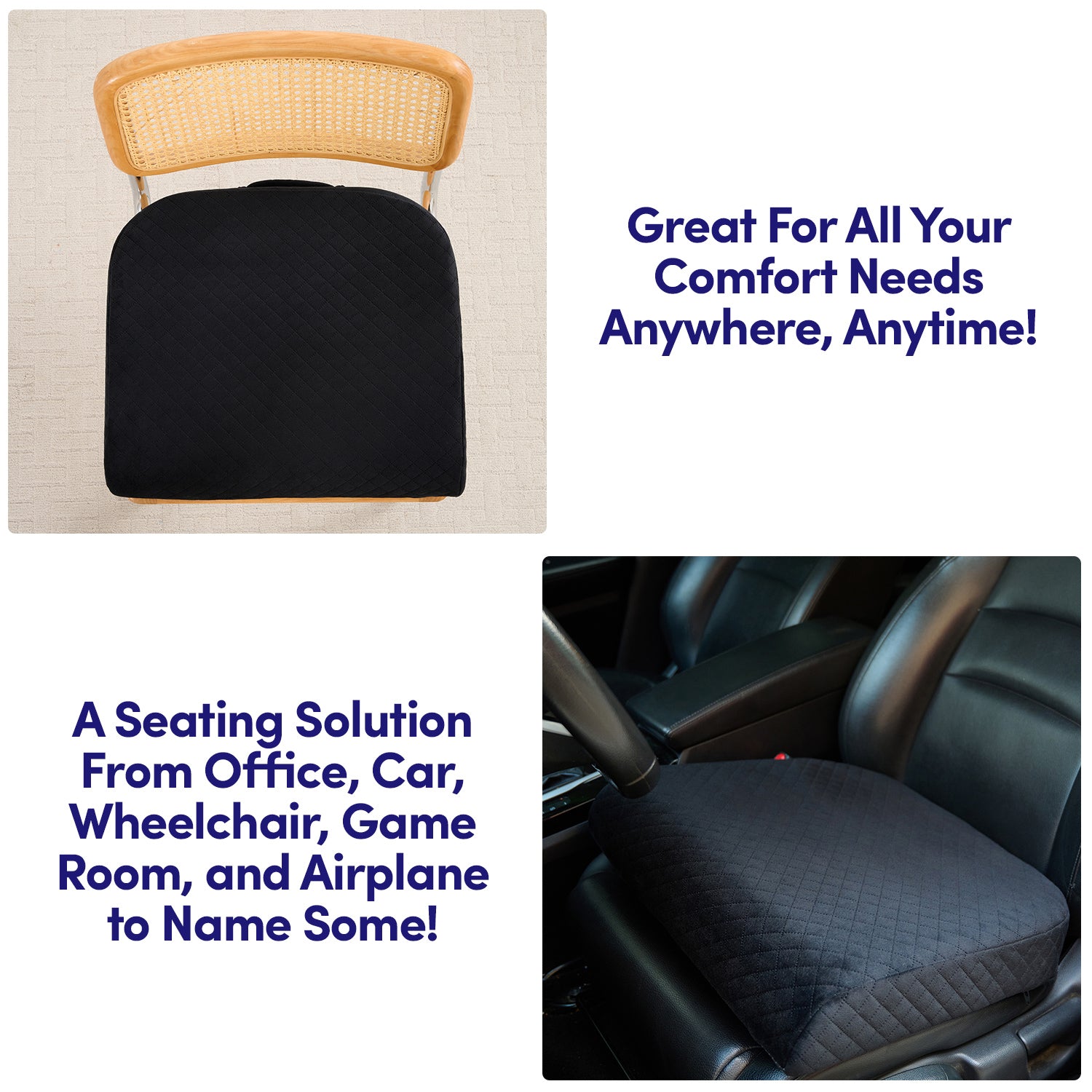 Extra Large U-Shaped Memory Foam Chair Cushion - Black