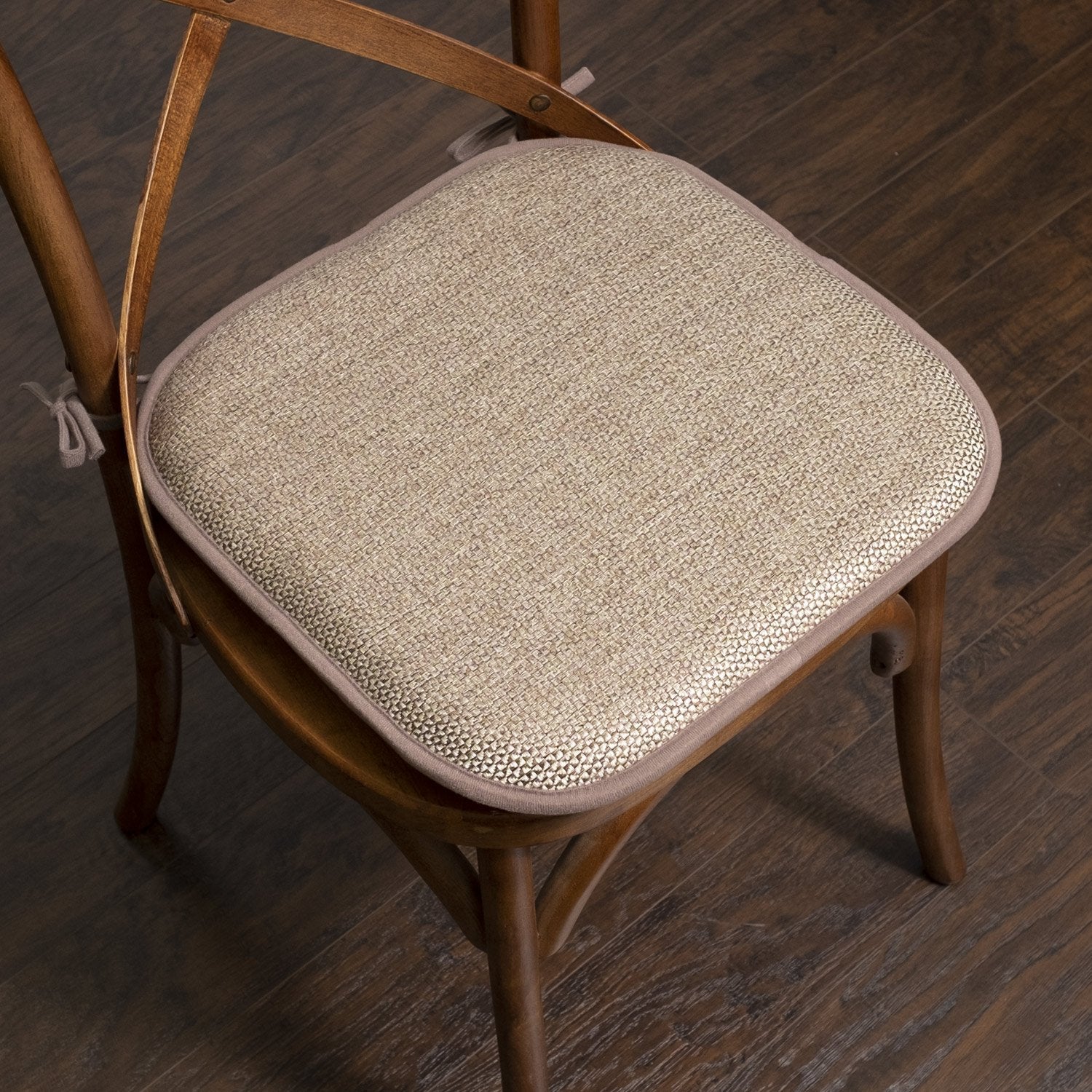 Cameron Chair Cushion Set with Ties Beige Brown - Chair