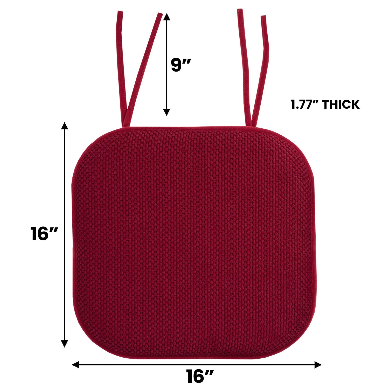 Honeycomb Chair Cushion Set with Ties Burgundy - Size