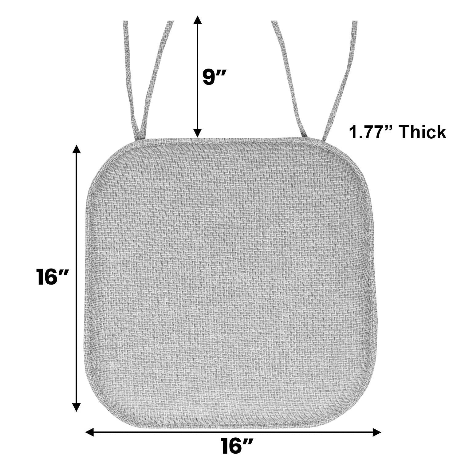 Herringbone Chair Cushion Set with Ties Gray - Size