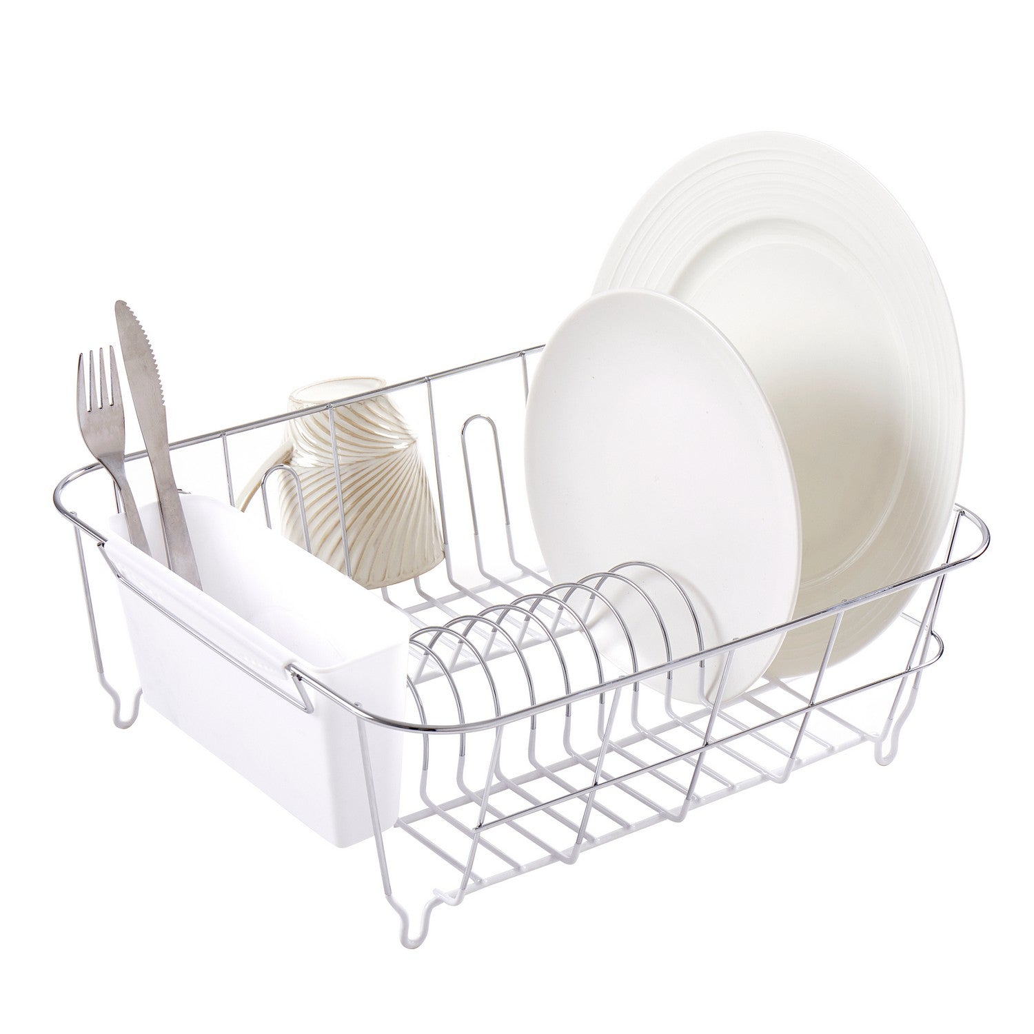 Chrome Plated 2-Piece Compact/Small Dish Drainer Set