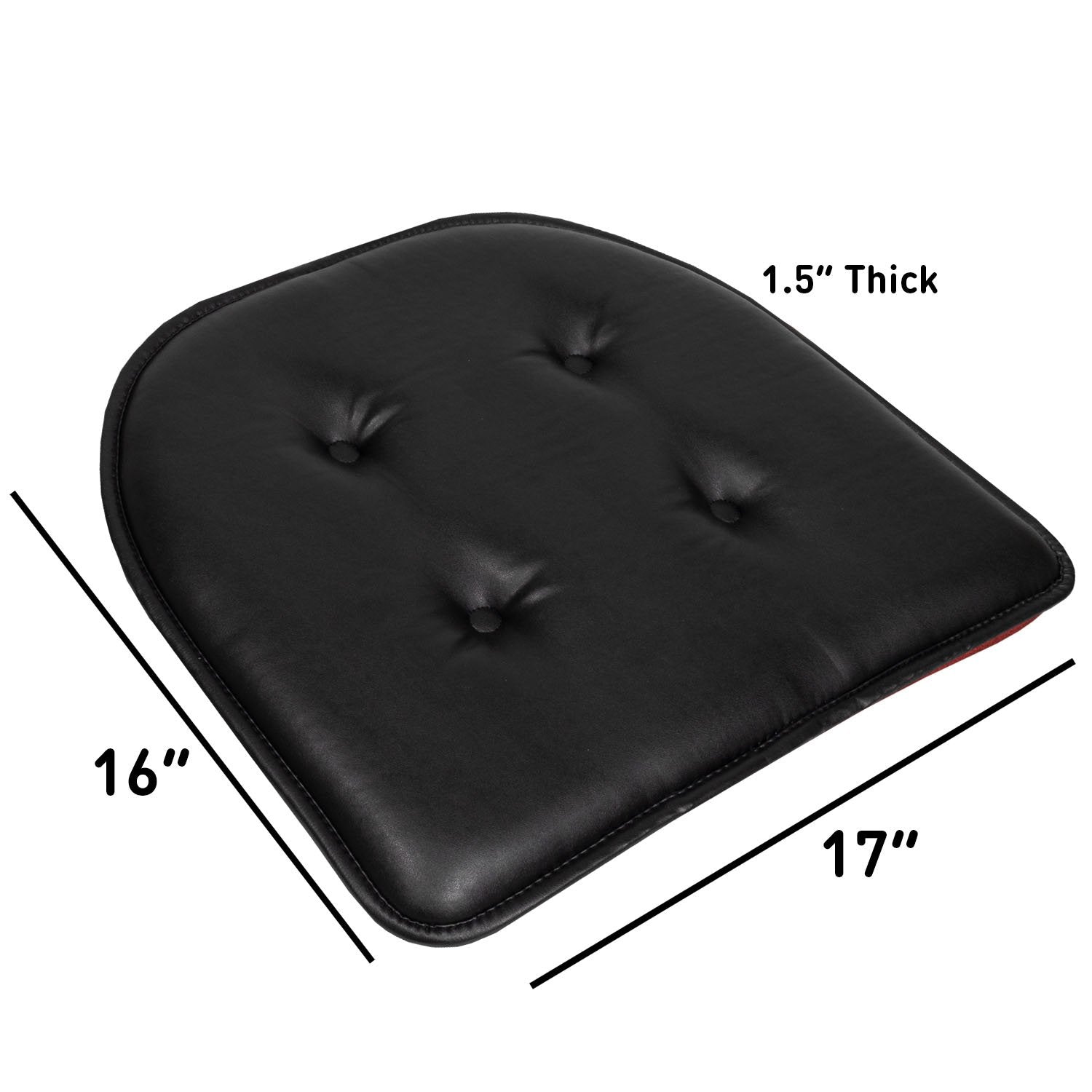 Faux Leather U Shape Chair Cushion Set Black - Size