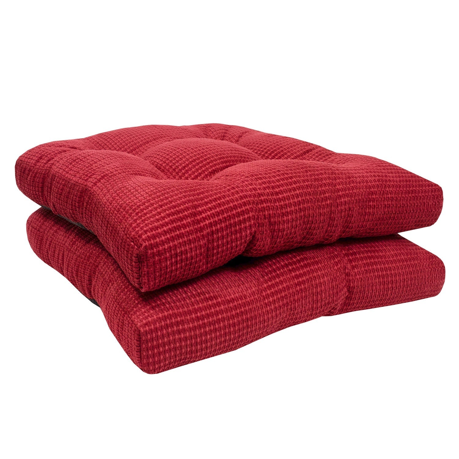 Fluffy Chair Cushion Set Red 2-Pack Side