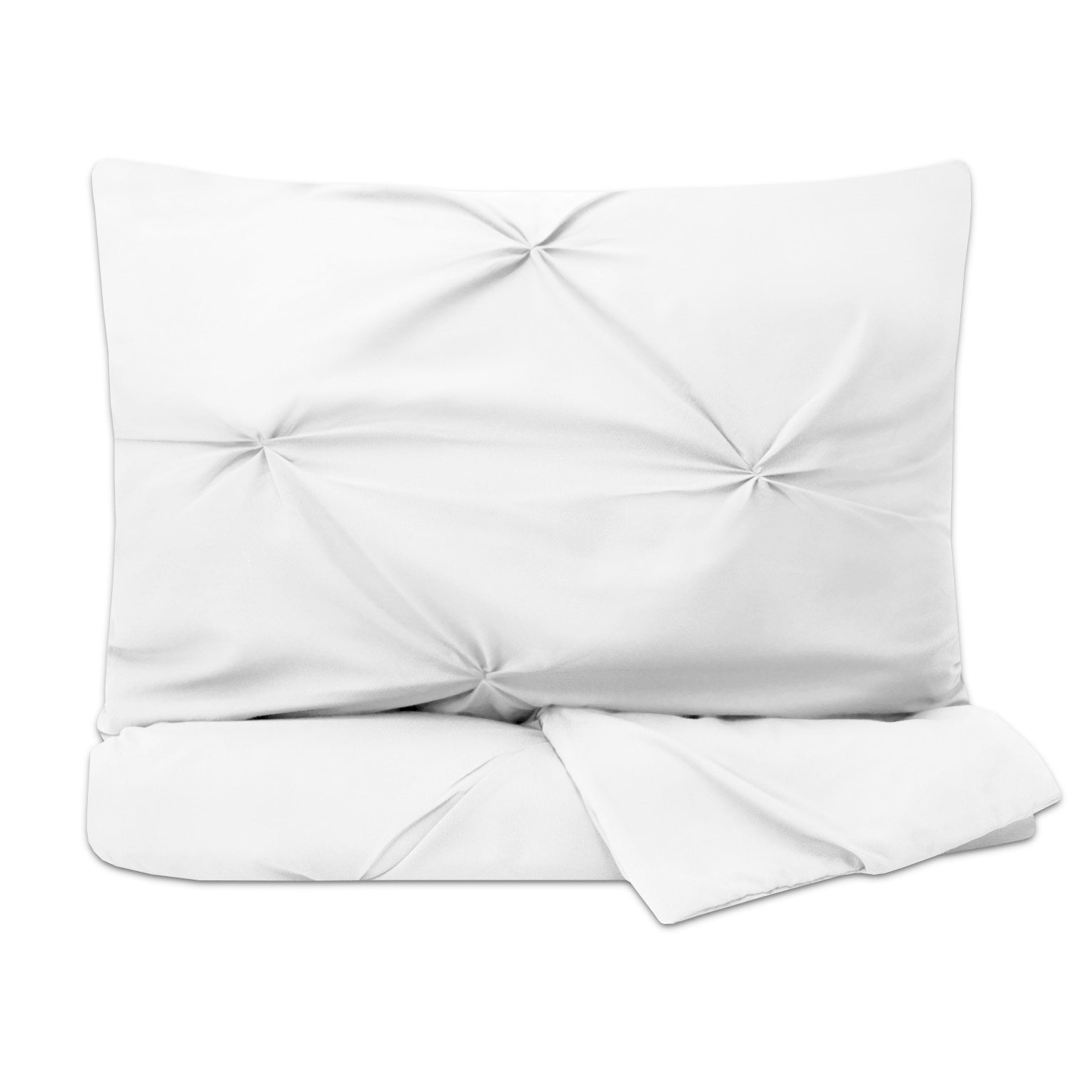 Hudson Pinch Pleat 3-Piece Duvet Set White - Folded