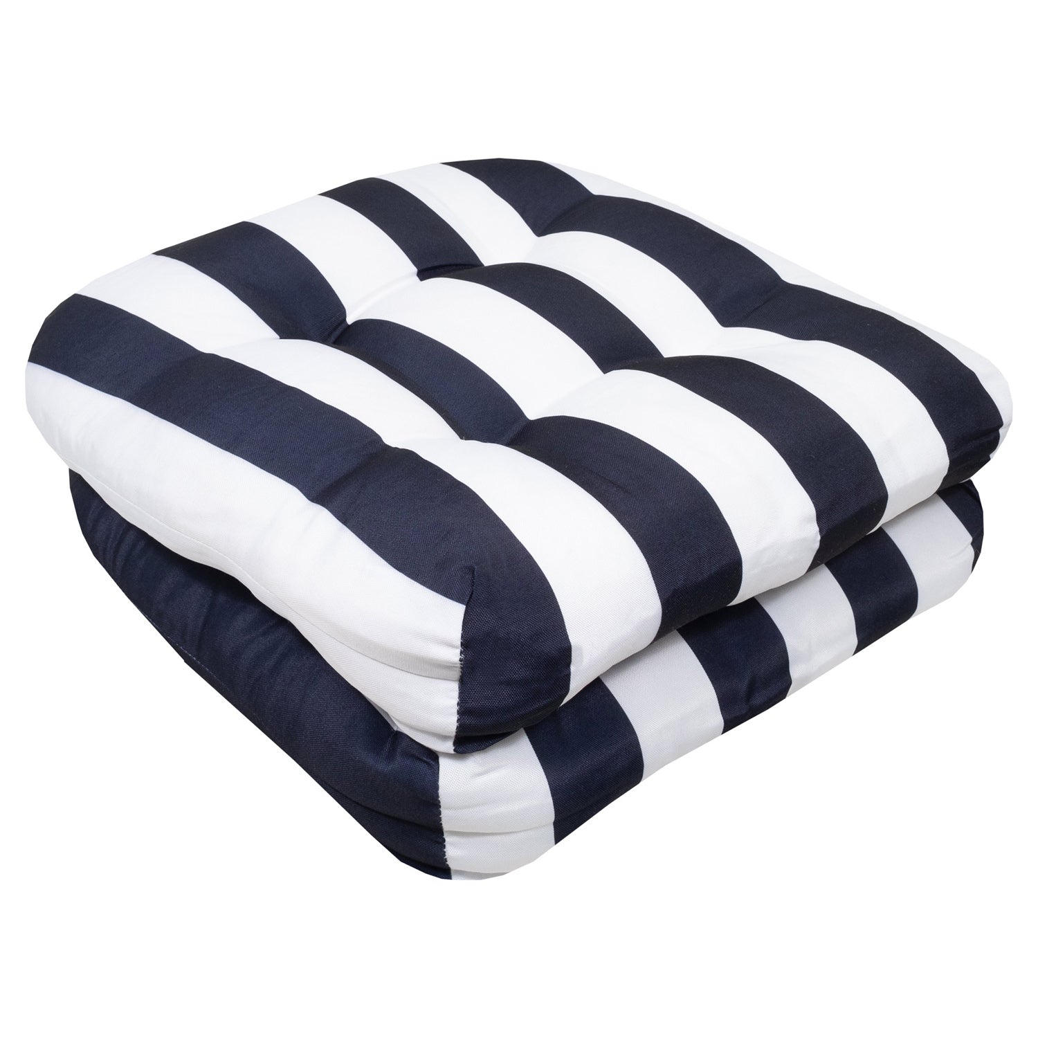 Havana Patio Seat Cushion Set Navy White 2-Pack - Side