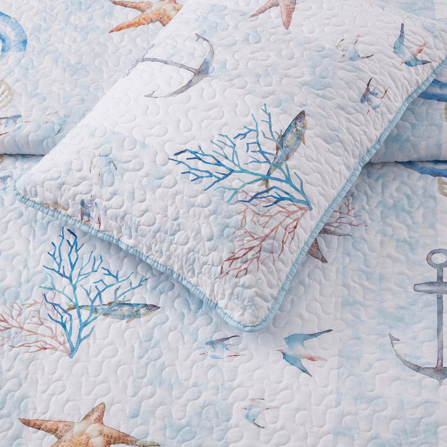 Printed 3-Piece Quilt Set, Ocean Breeze - Pillow