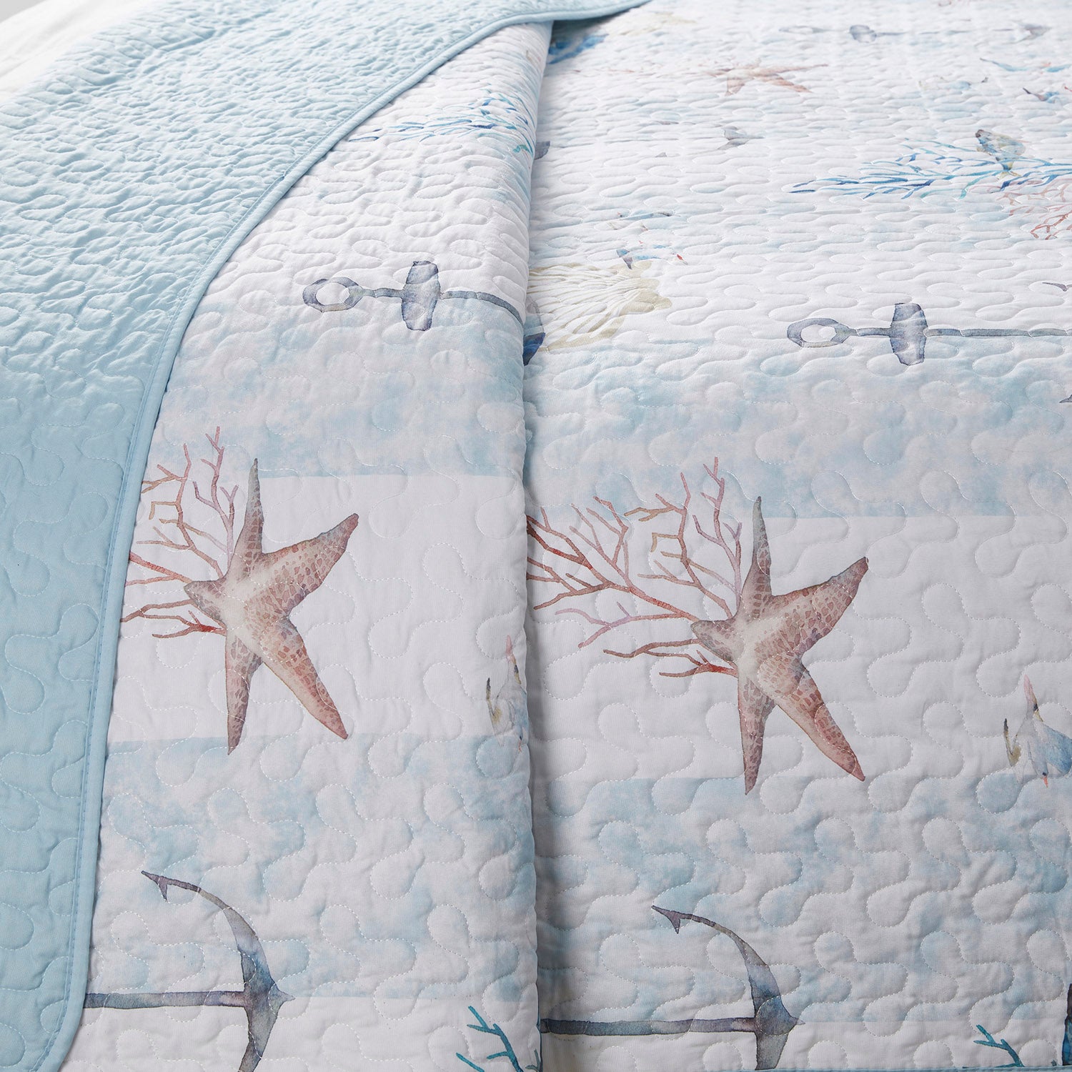 Printed 3-Piece Quilt Set, Ocean Breeze - Detail