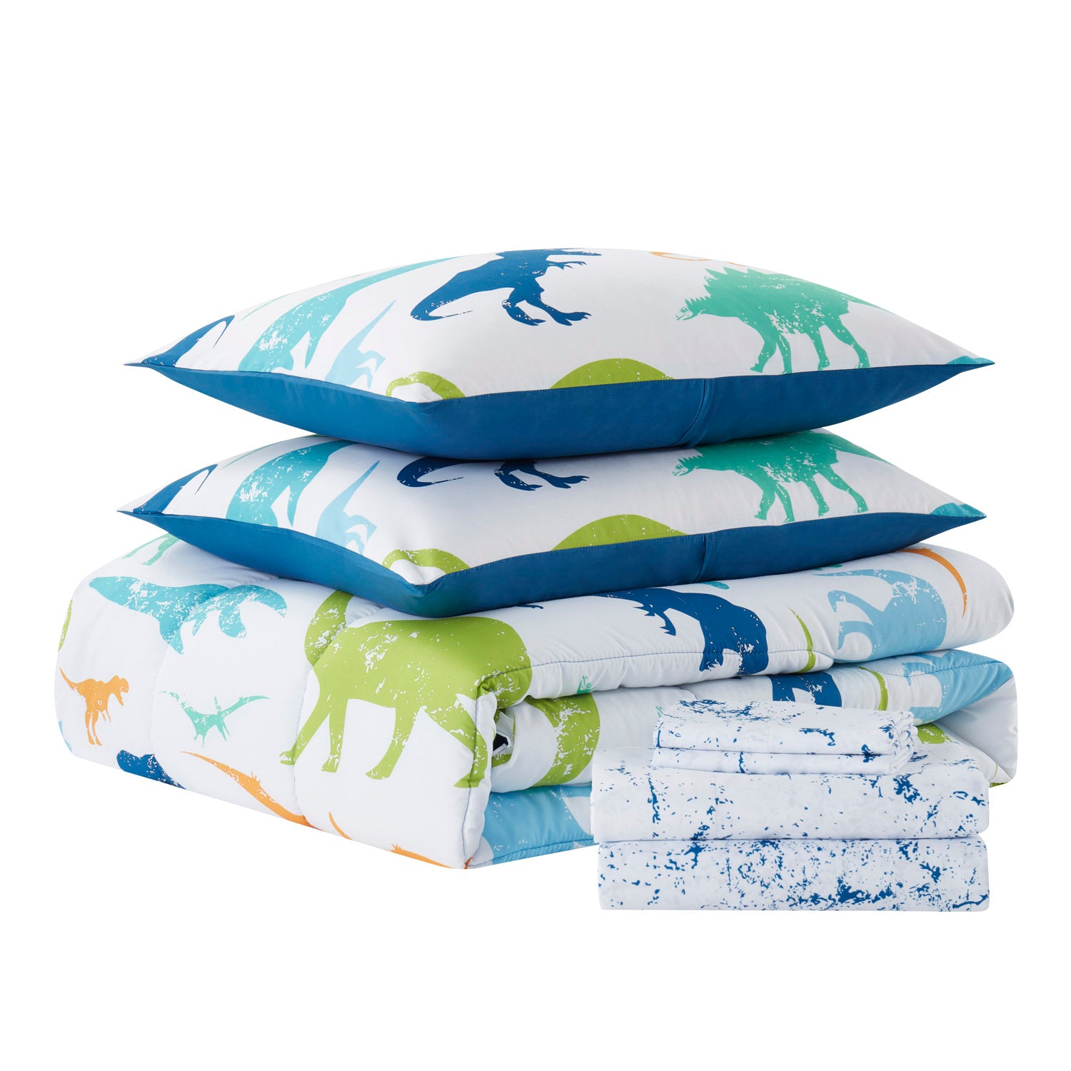 Printed Kids Bed in a Bag Set, Dinosaurs - Folded