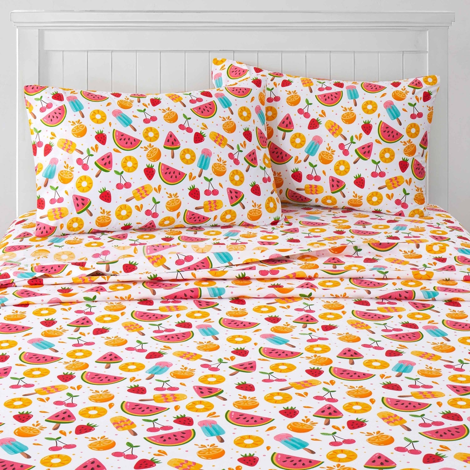 Printed Kids Bed Sheet Set (Fruity Fun) - Bed