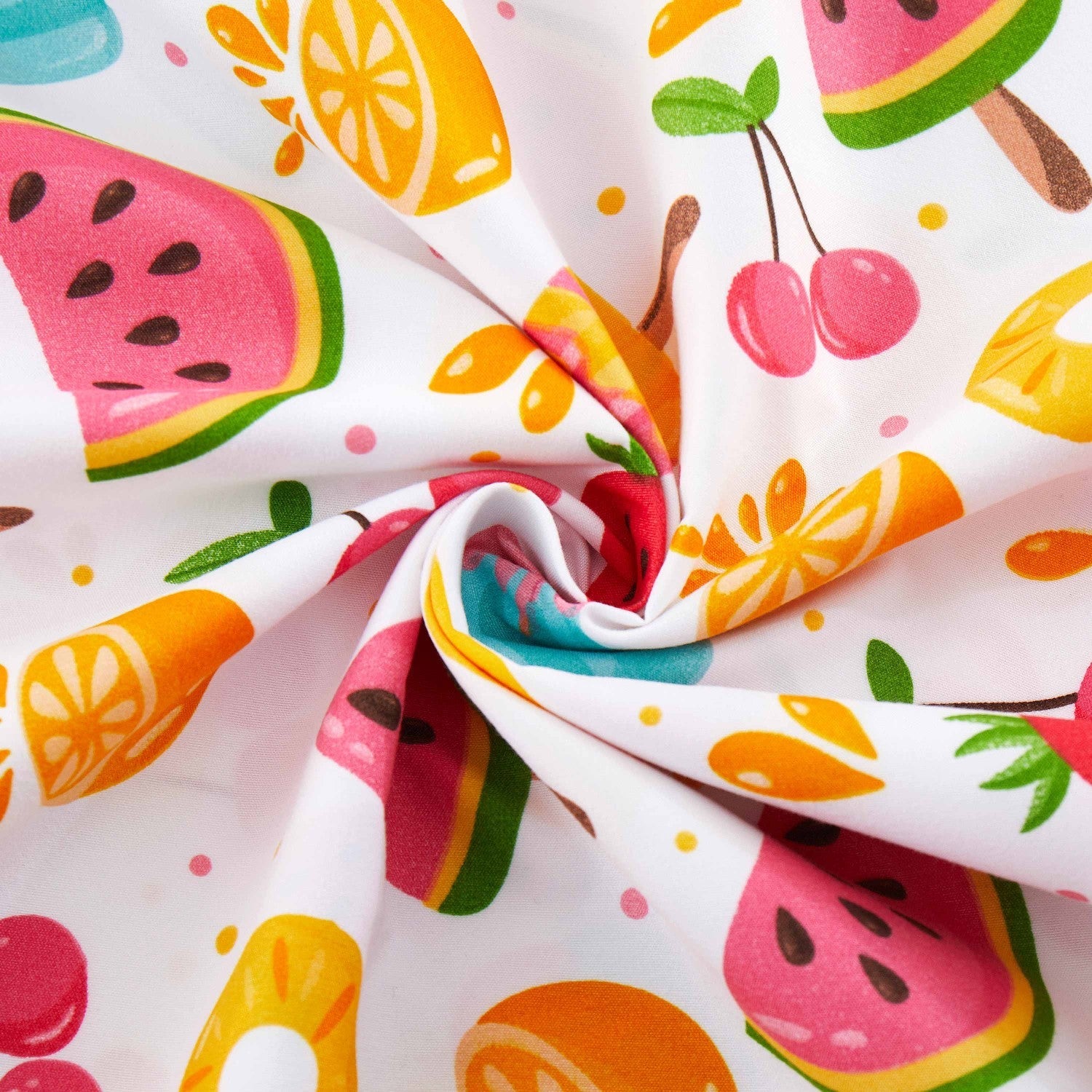 Printed Kids Bed Sheet Set (Fruity Fun) - Fabric