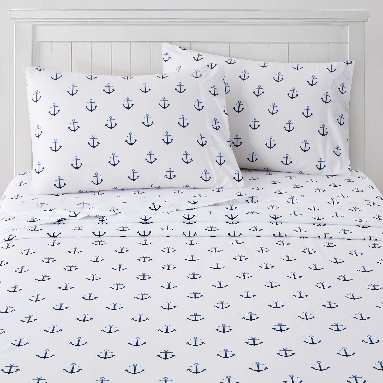 Printed Kids Bed Sheet Set (Ombre Anchors) - Bed