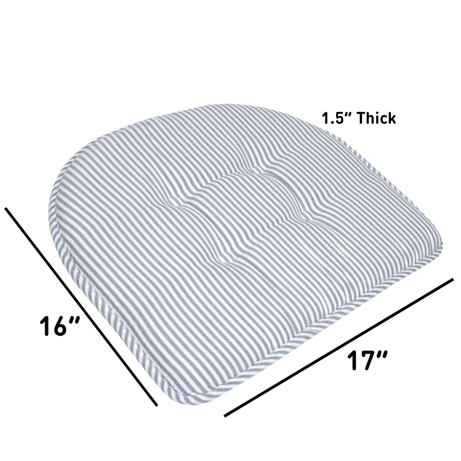 Pinstripe U-Shape Chair Cushion Set Blue - Size