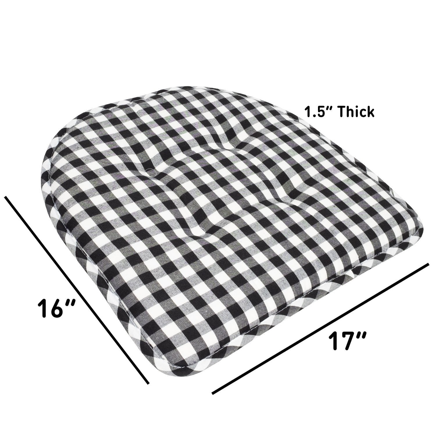 U Shape Chair Cushion Set Checkered Black White - Size