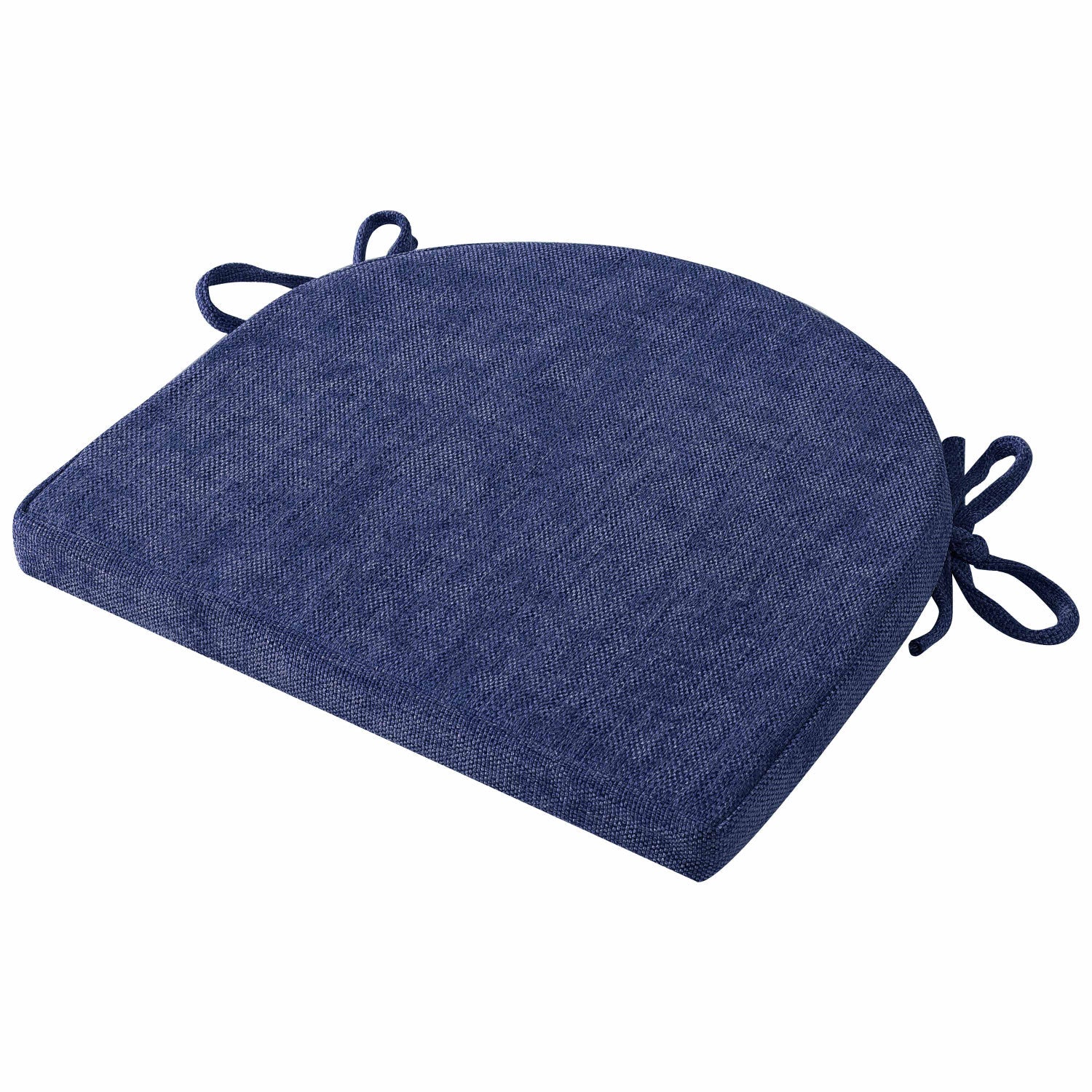 U Shape Molded Chair Cushions With Ties Navy - Single