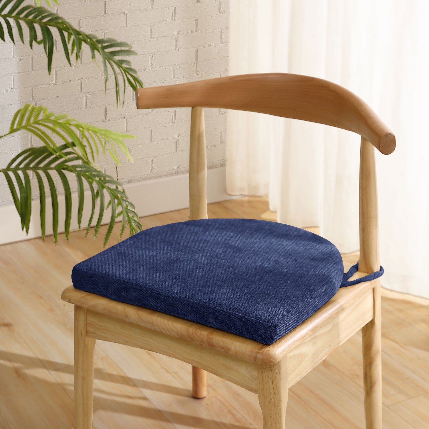 U Shape Molded Chair Cushions With Ties Navy - Chair