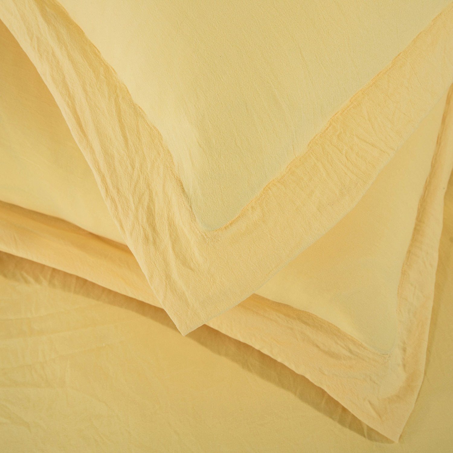 Washed Crinkled Duvet Cover Set Yellow - Corner