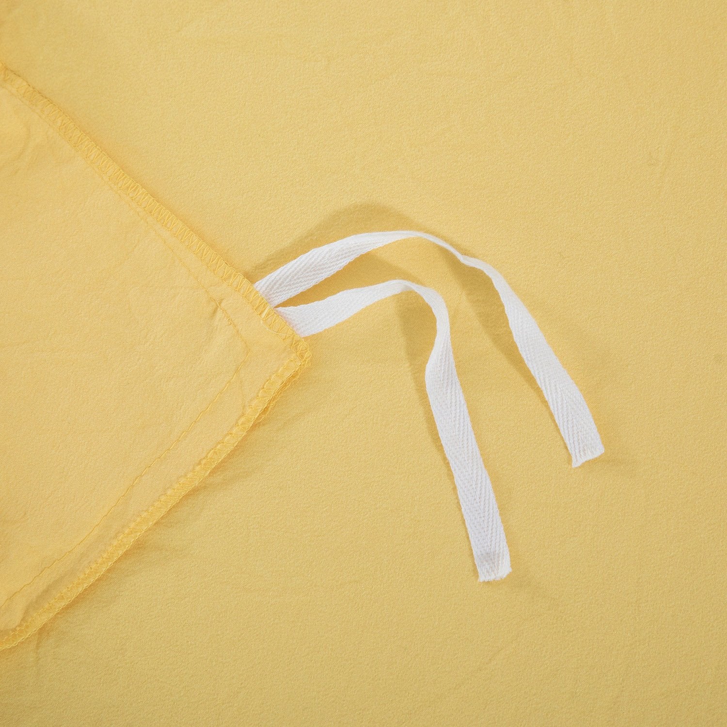 Washed Crinkled Duvet Cover Set Yellow - Ties