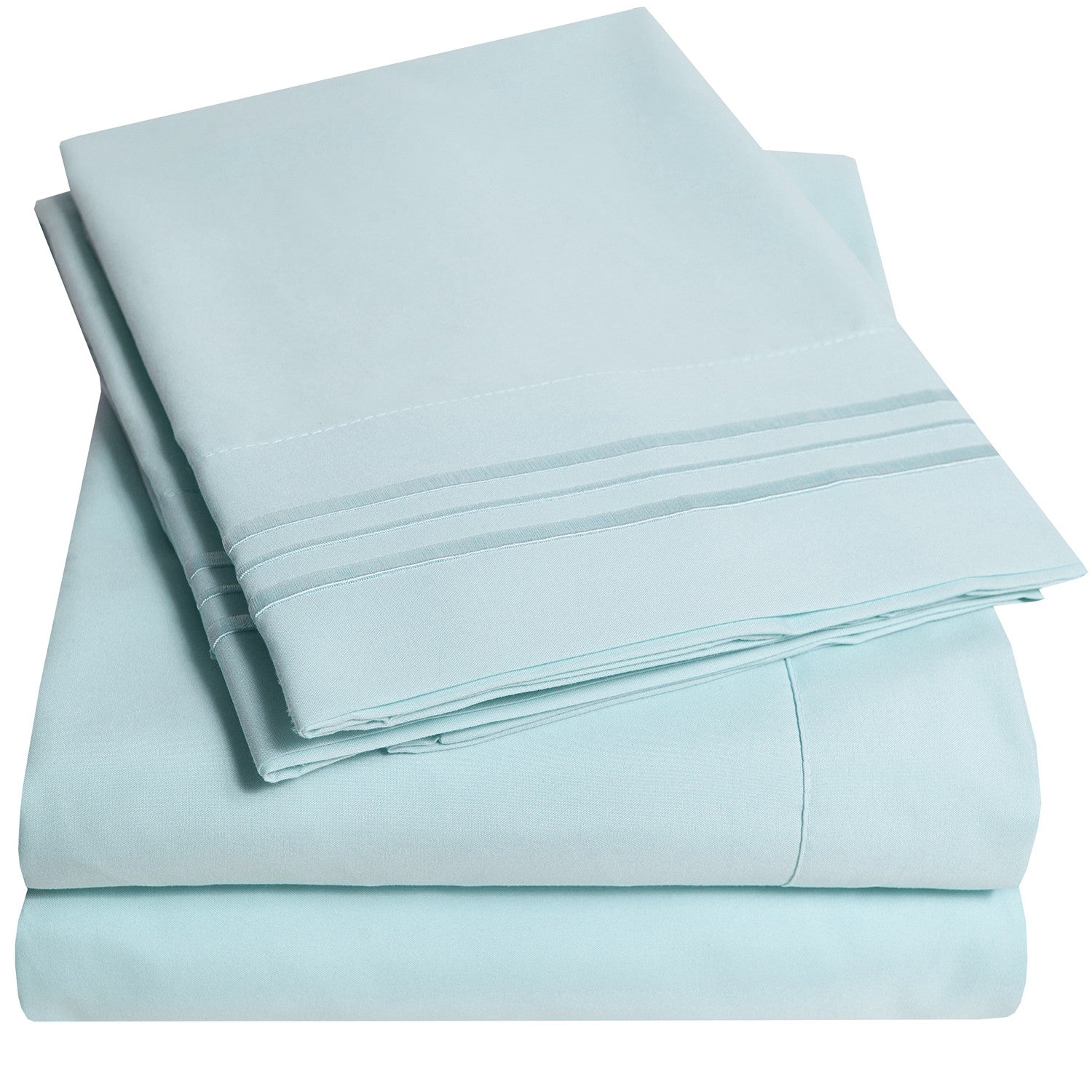 Classic 4-Piece Bed Sheet Set (Aqua) - Folded