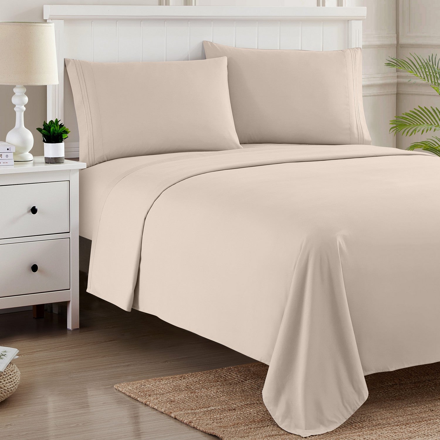 Classic 4-Piece Bed Sheet Set (Beige) - Bed 2