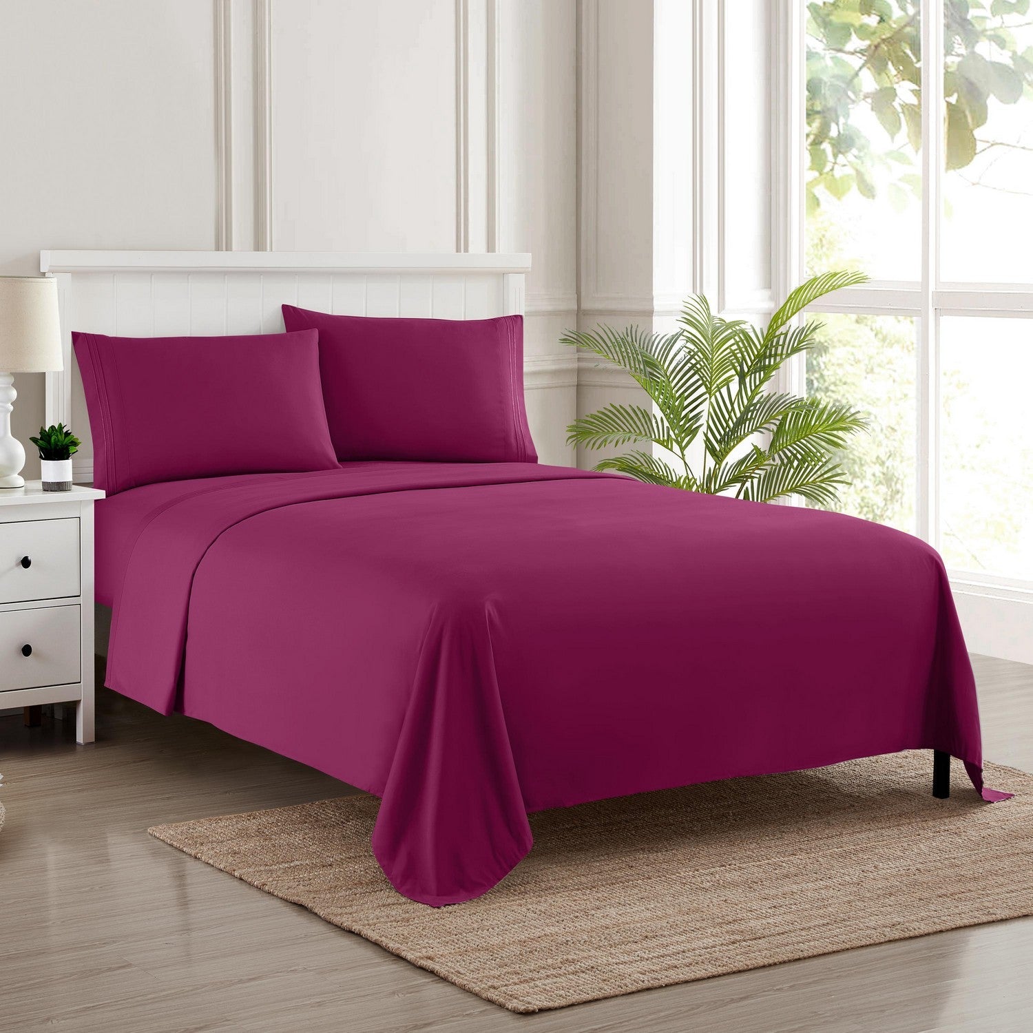 Classic 4-Piece Bed Sheet Set (Berry) - Bed