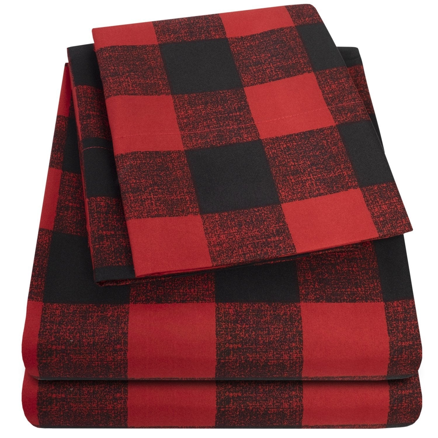 Classic 4-Piece Bed Sheet Set Buffalo Plaid - Folded