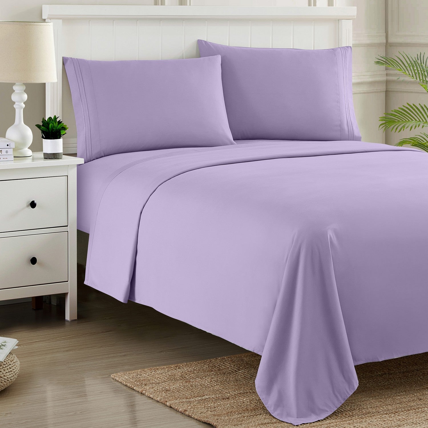 Classic 4-Piece Bed Sheet Set (Lavender) - Bed 2