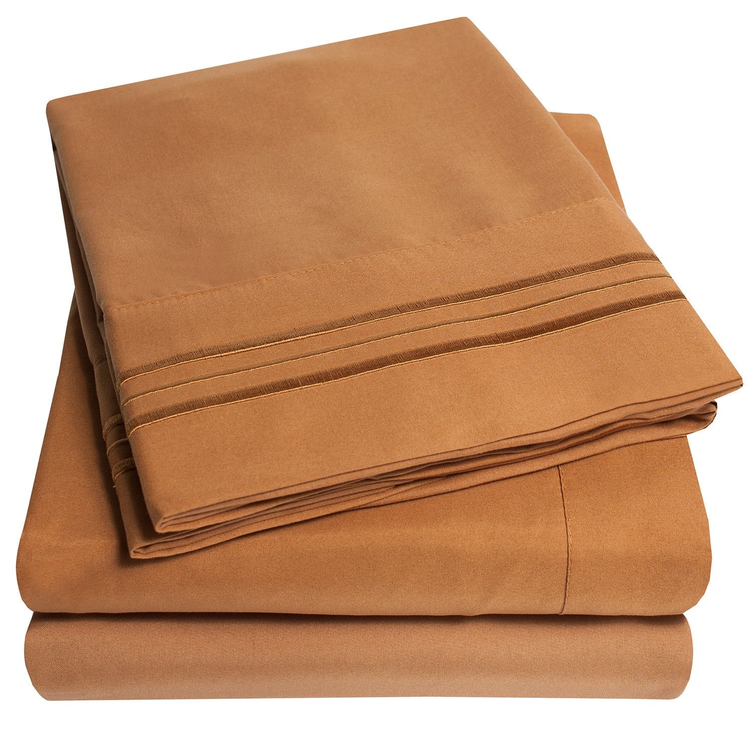Classic 4-Piece Bed Sheet Set (Mocha) - Folded