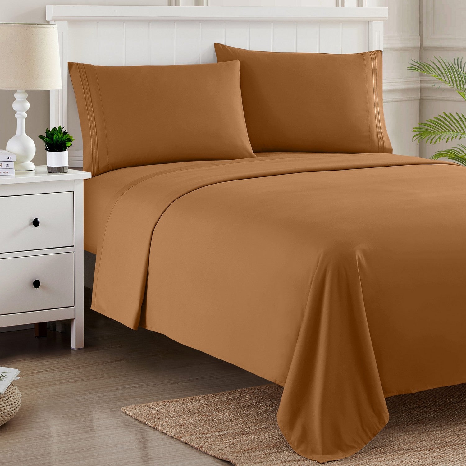 Classic 4-Piece Bed Sheet Set (Mocha) - Bed 2