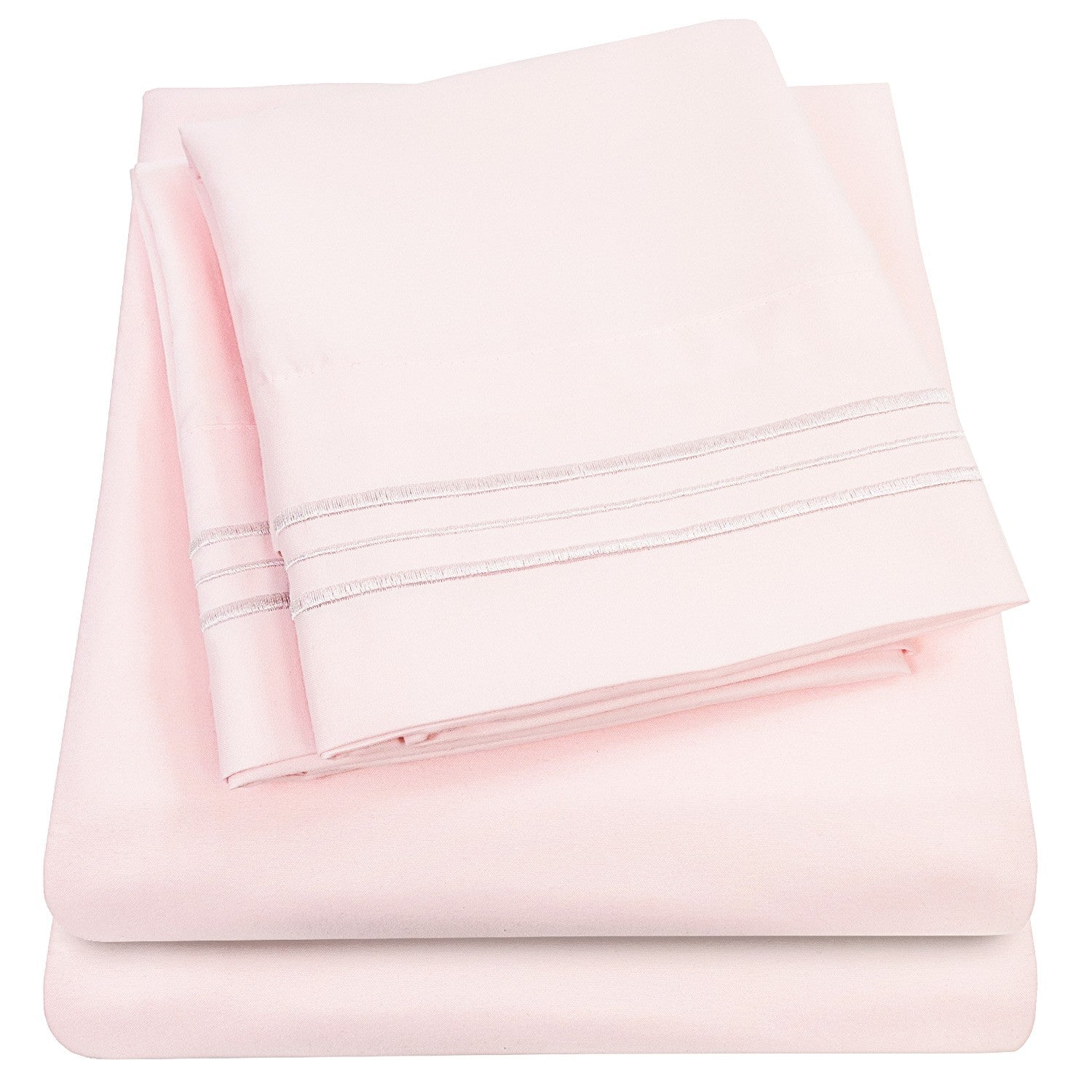 Classic 4-Piece Bed Sheet Set (Pale Pink) - Folded