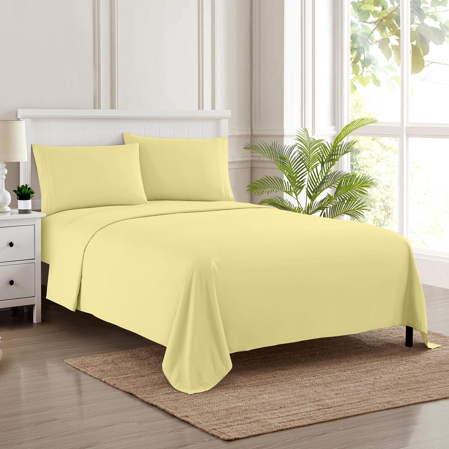 Classic 4-Piece Bed Sheet Set (Pale Yellow) - Bed 2