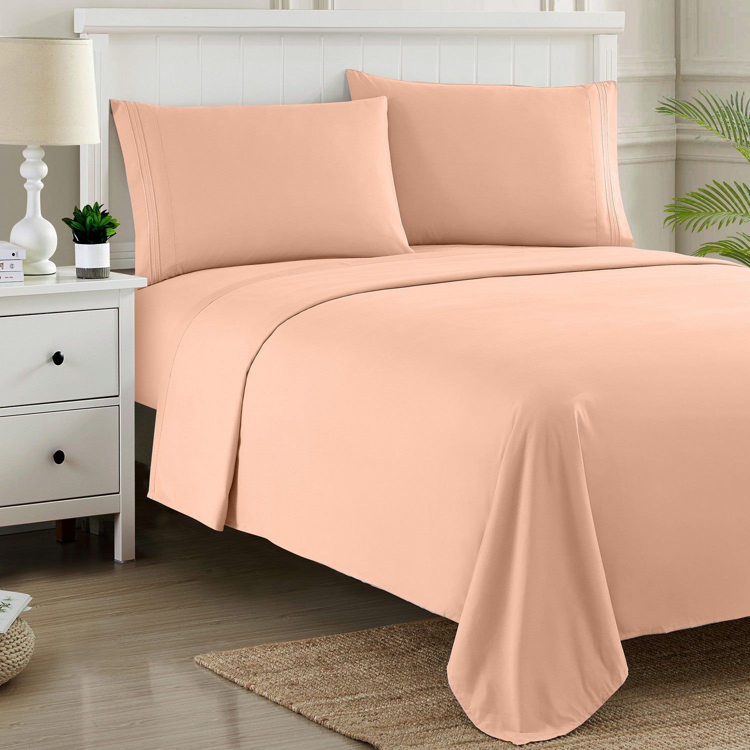 Classic 4-Piece Bed Sheet Set (Peach) - Bed 2