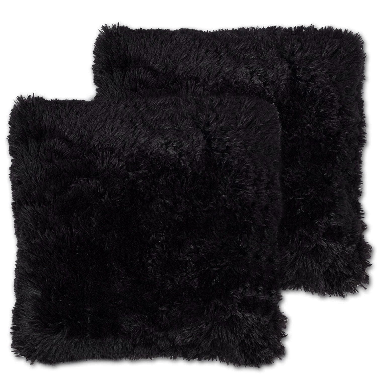 Decorative Plush Throw Pillows Black - Top