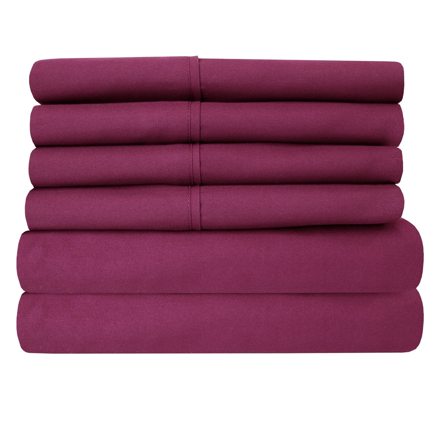 Deluxe 6-Piece Bed Sheet Set (Berry) - Folded 2