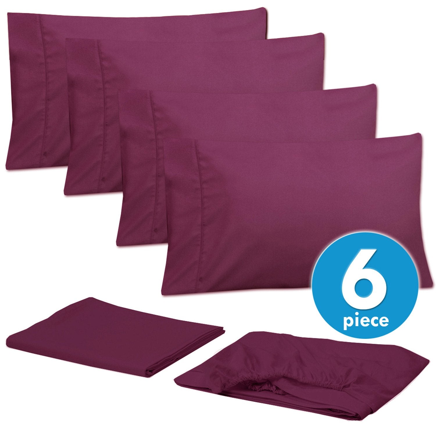 Deluxe 6-Piece Bed Sheet Set (Berry) - Set