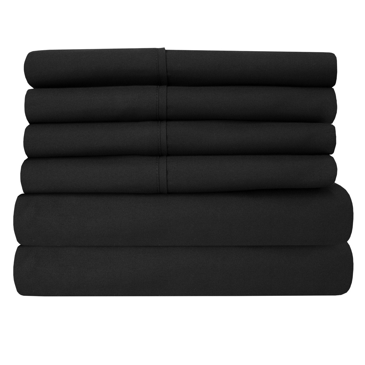 Deluxe 6-Piece Bed Sheet Set (Black) - Folded 2