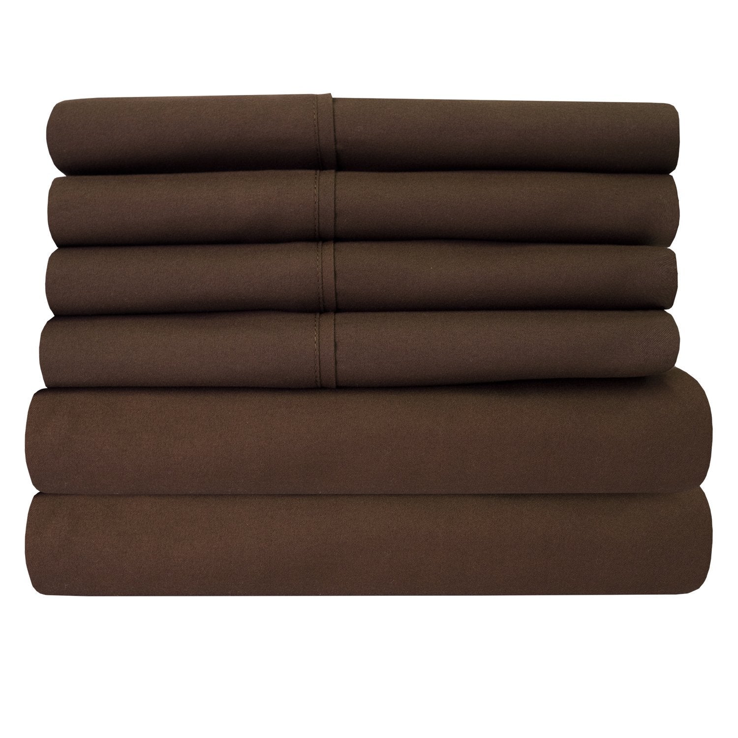 Deluxe 6-Piece Bed Sheet Set (Chocolate) - Folded 2