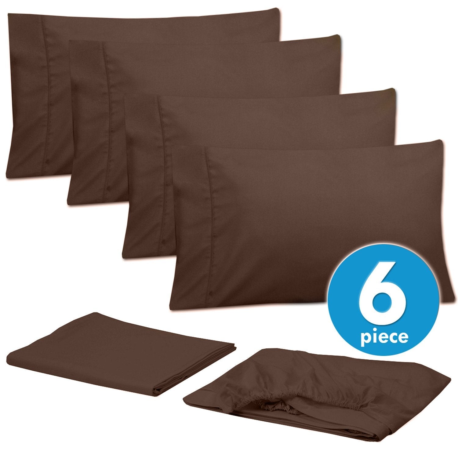 Deluxe 6-Piece Bed Sheet Set (Chocolate) - Set