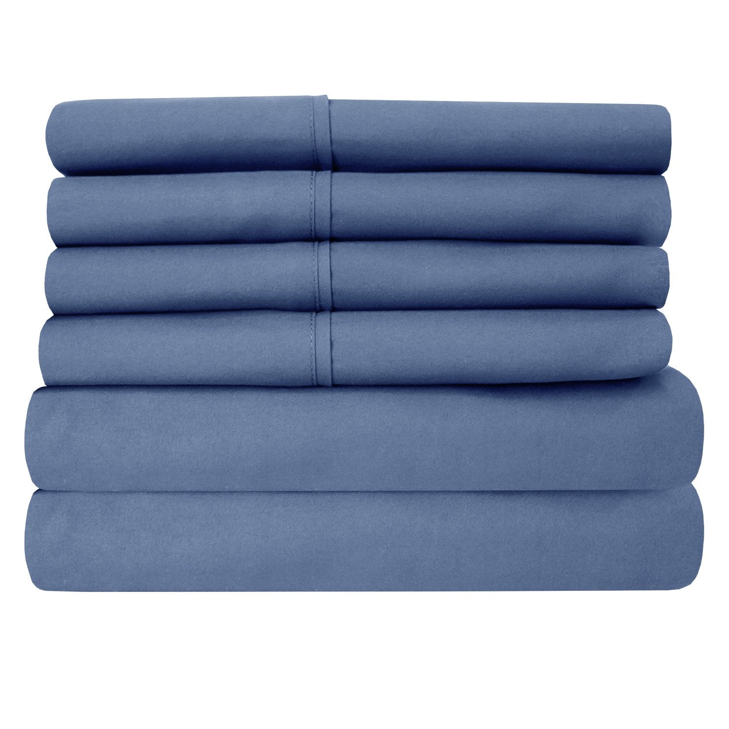 Deluxe 6-Piece Bed Sheet Set (Denim) - Folded 2