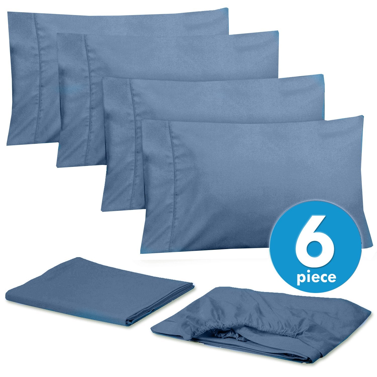 Deluxe 6-Piece Bed Sheet Set (Denim) - Set