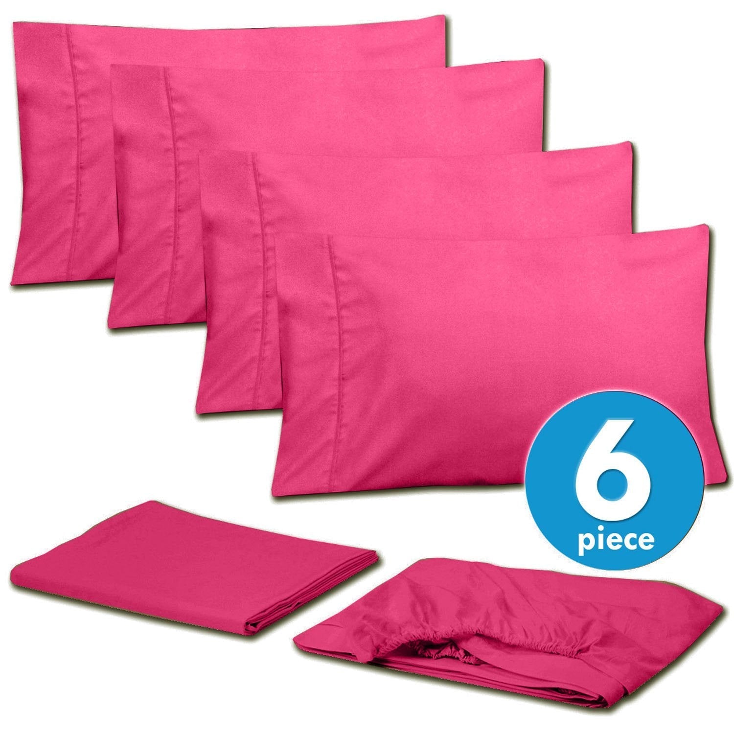 Deluxe 6-Piece Bed Sheet Set (Fuchsia) - Set