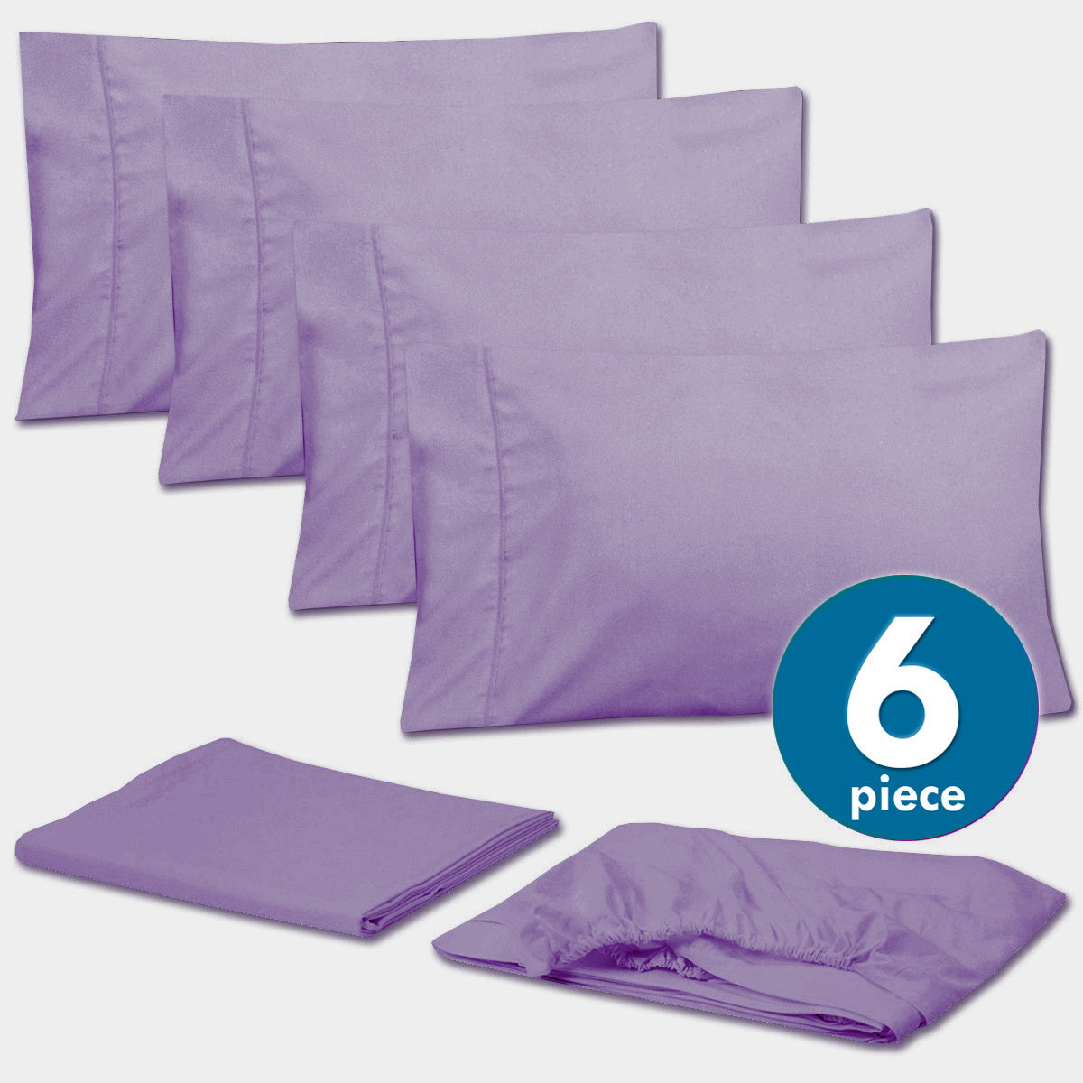 Deluxe 6-Piece Bed Sheet Set (Lavender) - Set