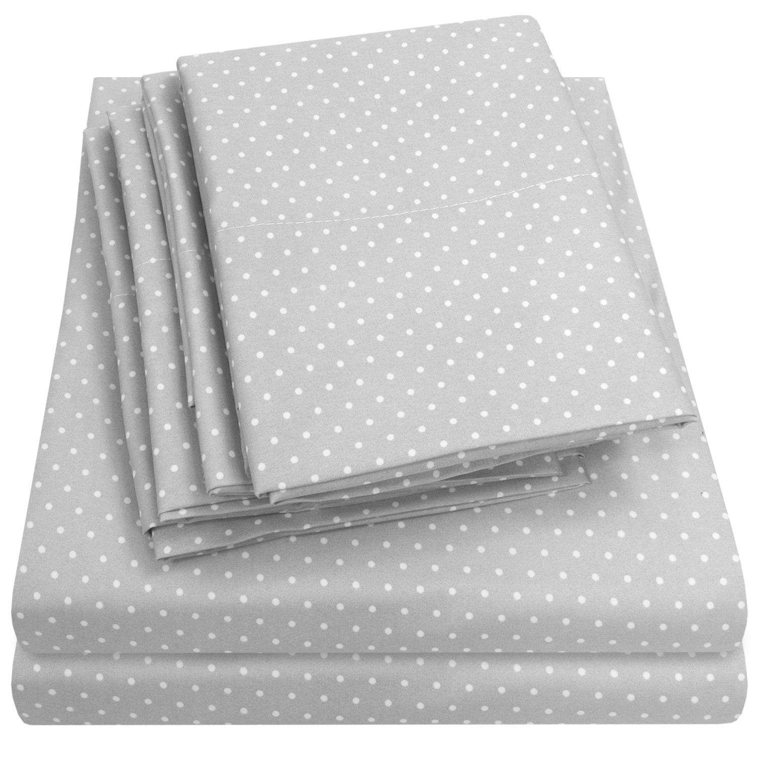 Deluxe 6-Piece Bed Sheet Set (Loft Dot Gray) - Folded