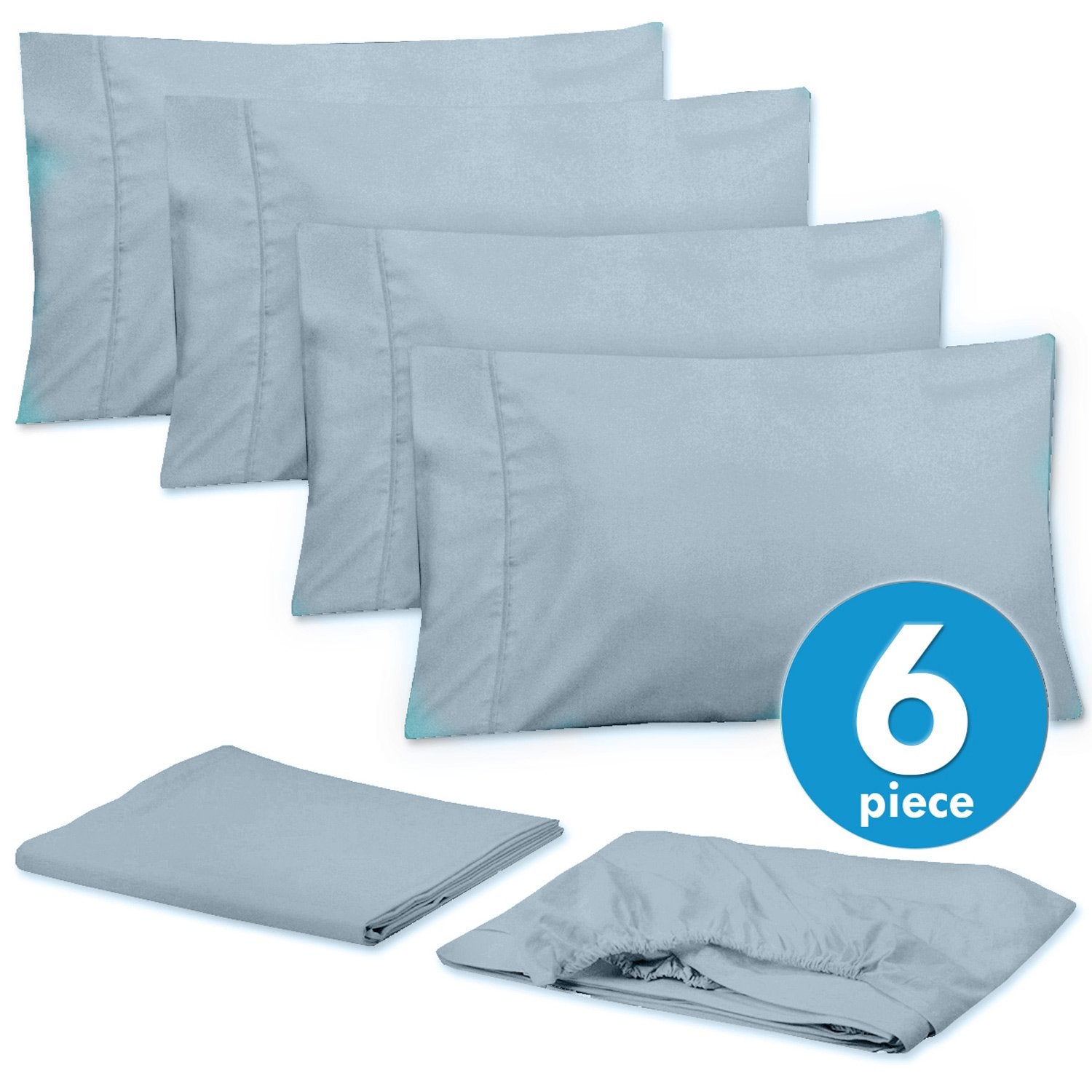 Deluxe 6-Piece Bed Sheet Set (Misty Blue) - Set