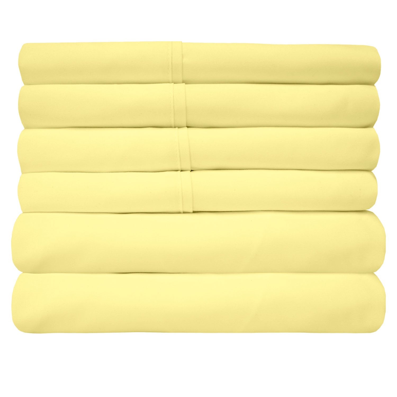 Deluxe 6-Piece Bed Sheet Set (Pale Yellow) - Folded 2